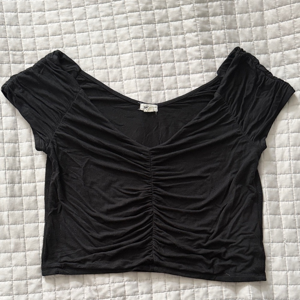 Garage Black Ruched Crop Top